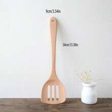 1pc Wooden Cooking Spatula, Long Handle Non-Stick Pan Stirring Spoon, Wooden Kitchen Utensil Suitable For Home And Restaurant - Multicolor - View 4