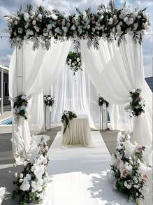 1 pezzo Grande tenda ad arco bianca romantica per decorazioni di matrimonio - Elegante tessuto in chiffon e garza ideale per cerimonie, abiti da sera, forniture per matrimoni, sfondi per palcoscenico e accessori fotografici