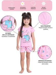 Kit de 5 Pijamas para Bebês Meninas - Conforto e Estilo em Roupas de Dormir Infantis - Multicolorido - Visão 3