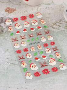 2PCS 5D Embossed Christmas Nail Art Sticker Santa Claus Cute Animals Green Leaves Sliders For Nails New Year Winter Nail Art Decoration Accessories - Nhiều màu - Xem 5