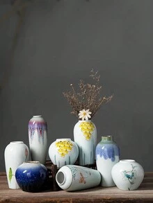 1 件中国风陶瓷花瓶，简约设计，复古，手工制作，适用于家居装饰、插花、卧室、客厅、办公室、壁炉、餐桌、桌面装饰、水培、送给母亲或朋友的礼物 - 彩色 - 查看 5