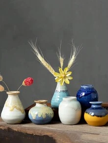 1 件中国风陶瓷花瓶，简约设计，复古，手工制作，适用于家居装饰、插花、卧室、客厅、办公室、壁炉、餐桌、桌面装饰、水培、送给母亲或朋友的礼物 - 彩色 - 查看 6