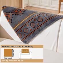 1pc Boho Stijl Pluche Bankhoes, Antislip 4 Seizoenen Universele Bedrukte Bankbeschermer, Huisdiervriendelijk Anti-Kras Bankkussen, Geschikt Voor Woonkamer, Slaapkamer, Kantoor