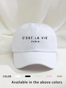 1 pièce Casquette de baseball imprimée "C'EST LA VIE PARIS", chapeau de soleil respirant et ajustable pour golf pour femmes/hommes, chapeau de soleil à bord incurvé de mode d'été, style unisexe Y2K