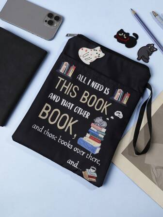时尚拉链书套，适合返校季送礼 - 防水、DIY 贴纸拉链书笔盒黑色书籍动物图案随意创意粘贴可洗面料与配件口袋 - 送给读者的理想礼物返校、返校、学校用品