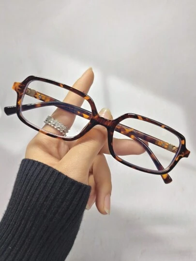 MMMM 1pc/2pcs Minimalist Retro BOHO Letter M&W Small Square Clear Lens PC (Polycarbonate) Eyeglasses Frame, Metal Letter Decor, Suitable For School, Party, Beach, Formal Occasions, Computer Gaming, Teacher COS