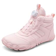 Women's Fashionable Outdoor Sports Boots, Stylish Patchwork Rotary Buckle Design, Warm & Comfortable Thick Plush Snow Boots, Suitable For Outdoor Daily Hiking, Anti-Slip & Waterproof Snow Boots, Parent-Child Style (Rotary Buckle Color May Vary Due To Photography Angle And Lighting)