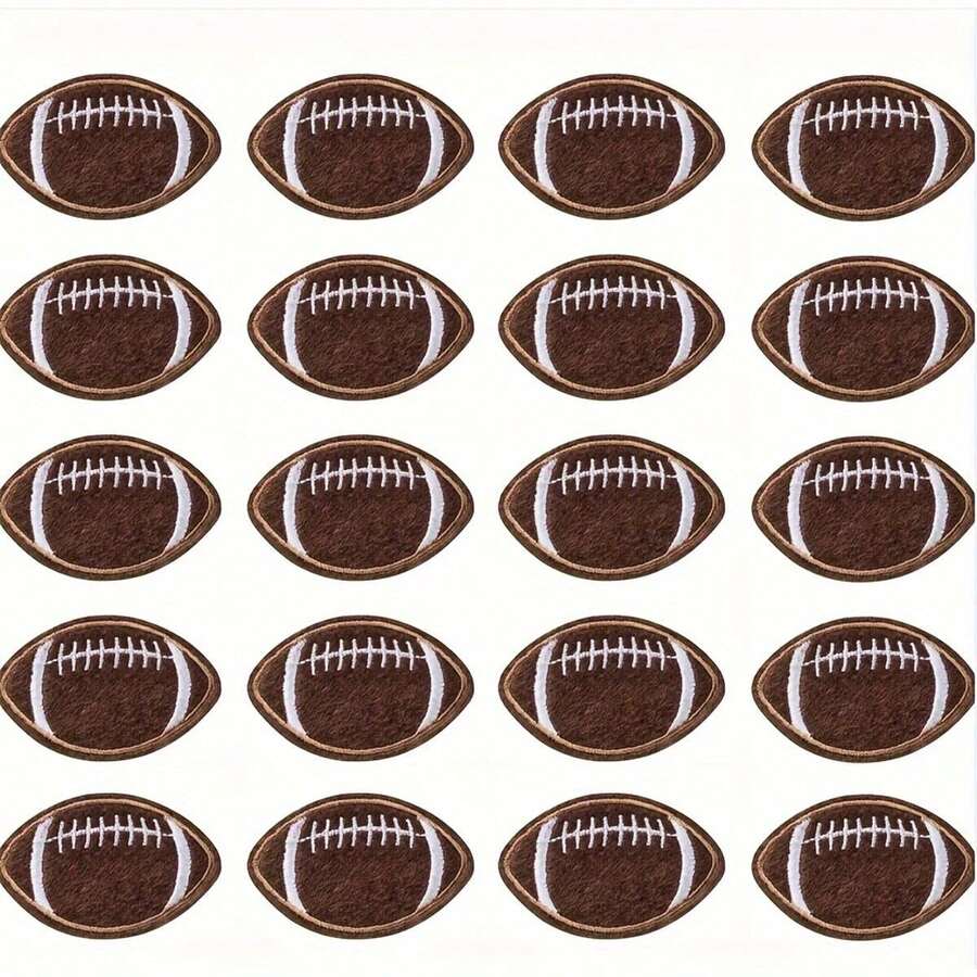 20pcs Football Embroidered Iron On Patches, Dark Brown Bumble Iron Sew