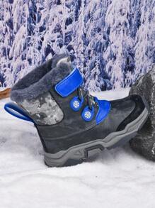 Stivali da neve per bambini per autunno e inverno, stivali da neve termici e antiscivolo per attività all'aperto, adatti per bambini grandi - Blu - Visualizzare 4