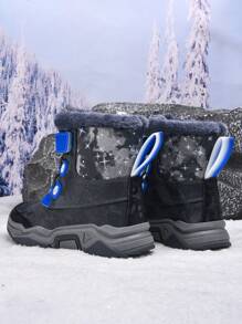 Stivali da neve per bambini per autunno e inverno, stivali da neve termici e antiscivolo per attività all'aperto, adatti per bambini grandi - Blu - Visualizzare 3