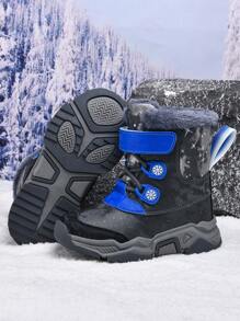Stivali da neve per bambini per autunno e inverno, stivali da neve termici e antiscivolo per attività all'aperto, adatti per bambini grandi - Blu - Visualizzare 5