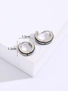 時尚流行男士不銹鋼耳環，適合珠寶禮物和時尚外觀 - 銀色 - 查看 4