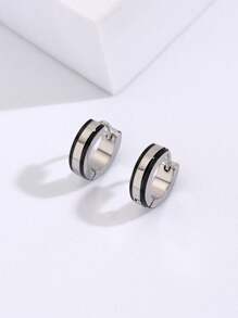 時尚流行男士不銹鋼耳環，適合珠寶禮物和時尚外觀 - 銀色 - 查看 1