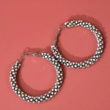 1對時尚閃爍鑽石c形耳環,女性通用款式派對婚禮配飾