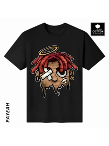 PAYEAH Men's Graphic Print T Shirt Crew Neck Short Sleeve Summer Tee Shirts Tops Ins Style Y2K - 黑色 - 查看 1