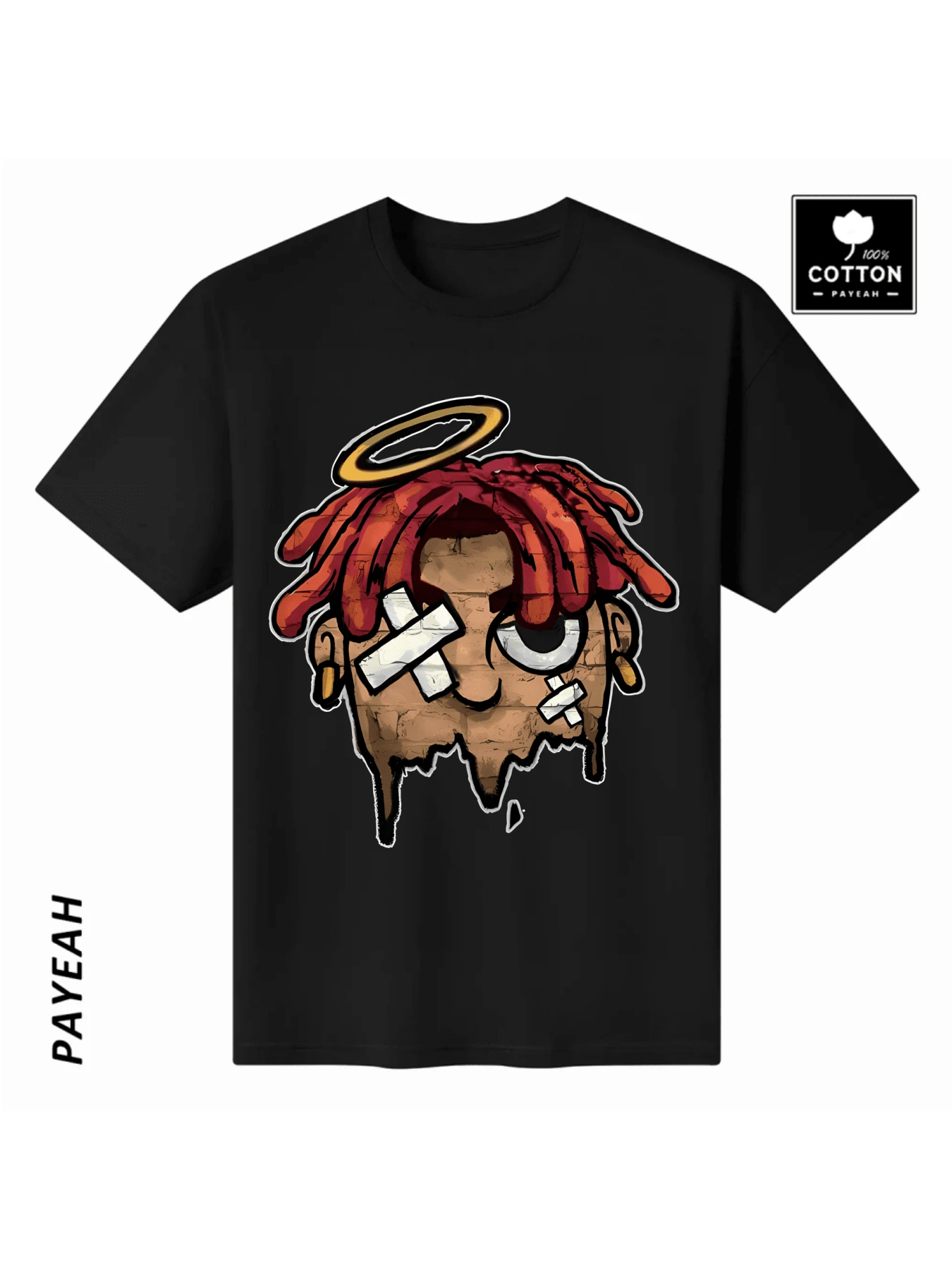 PAYEAH Men's Graphic Print T Shirt Crew Neck Short Sleeve Summer Tee Shirts Tops Ins Style Y2K - 黑色 - 查看 1