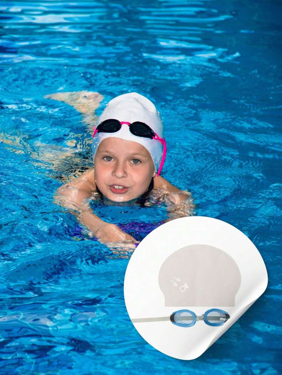 Swimming Kit Goggles Cap Ear And Nose Protector 5 Pieces Beach Pool Water Aerobics - 白色 - 查看 1