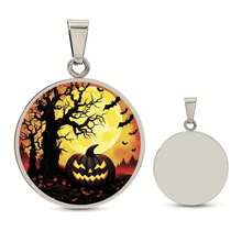 Dây chuyền đèn lồng ảnh tùy chỉnh, trang sức Halloween cá nhân hóa, mặt dây chuyền hình cây ma quái và bí ngô bằng vàng, quà tặng hình bóng Halloween cho cô ấy hoặc anh ấy - Bạc - Xem 2