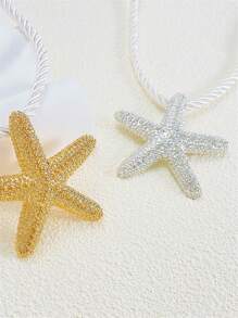 1pc Estilo Praia Exagerado Estrela Do Mar Pingente Chunky Corda Colar, Para Férias