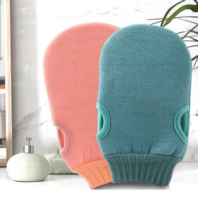 1 件去角质沐浴身体磨砂清洁手套、死皮去除手套、用于 SPA 泡沫按摩的双面身体清洁工具、去角质毛巾、用于去角质的可翻转沐浴手套、适用于水疗、按摩和身体磨砂、身体磨砂沐浴配件、死皮去除剂和面部按摩器、绿色、粉色和蓝色、包、整理器、存储、发夹