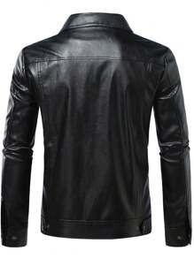 Men's PU Leather Jacket Motorcycle Style European And American Leather Zip-Up Coat