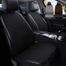 1 pieza Cojín de apoyo lumbar para asiento de coche de lino, diseño de guinga universal para todas las estaciones - Negro - Ver 12