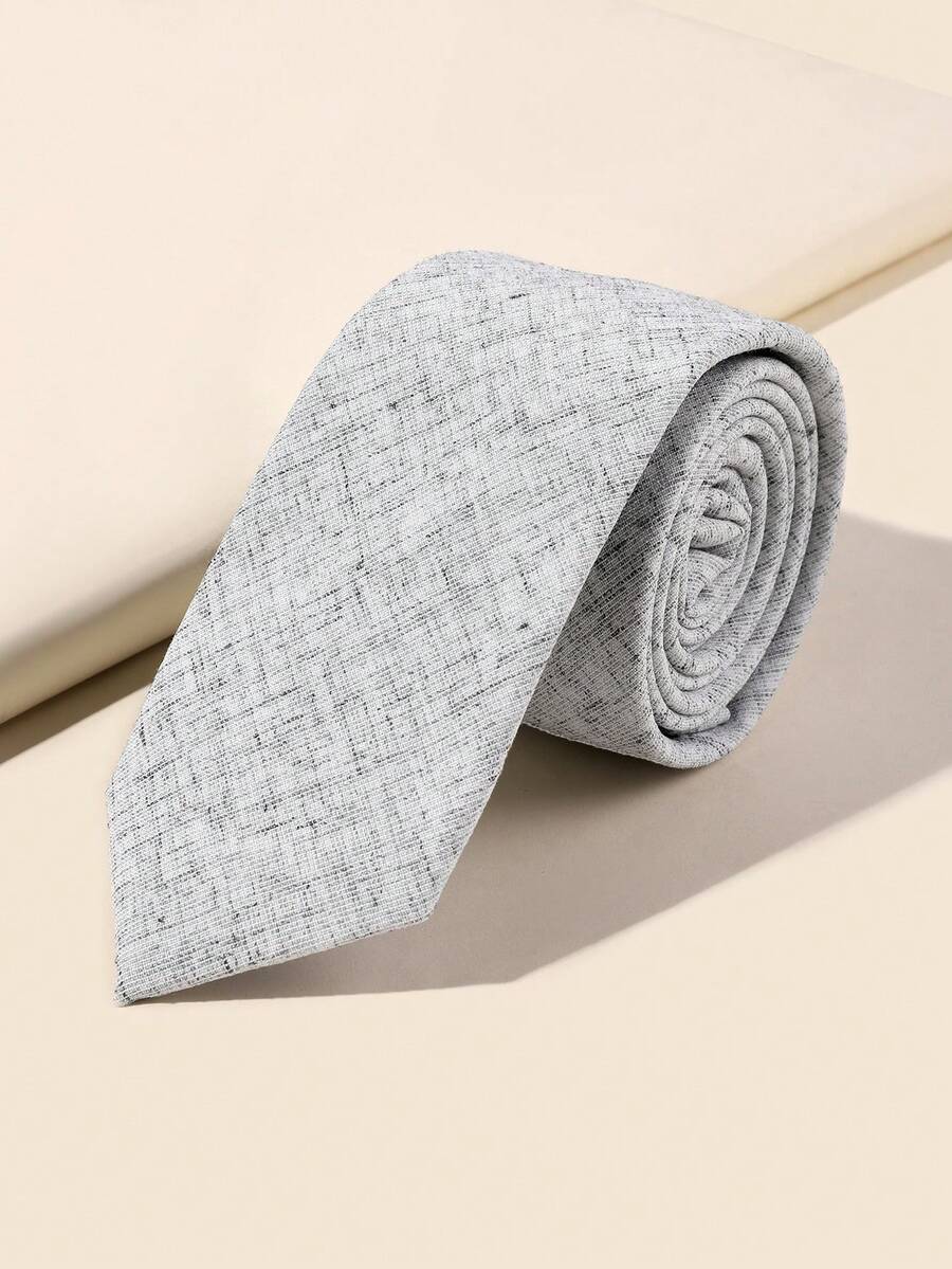 1 条纯色休闲涤纶领带，适合所有季节万圣节 - 淺灰色 - 查看 1