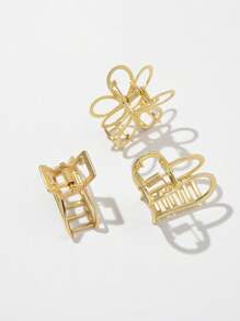 3 件合金心形和花形发夹，适合作为送给家人、老师和母亲的礼物，花爪情人节情人发夹发夹发夹发夹发夹秋冬发饰适合女士度假装扮