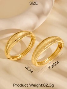 1 Set Of 2pcs Exaggerated Fashionable Unique Layered Metal Alloy Open Bangle Bracelets For Women, Suitable For Street, Shopping, Dating, Party, Beach, Office And Gift