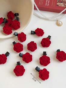 10个/20个迷你发夹爪女士女孩玫瑰/蝴蝶发夹头饰夹螃蟹发卡塑料可爱漂亮发饰发夹爪子发爪，学习用品 - 玫瑰紅 - 查看 3