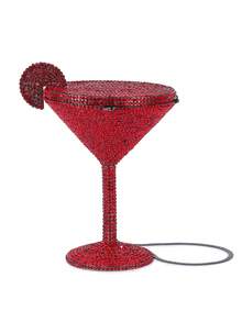 New Wine Glass Shaped Rhinestone Decorated Evening Clutch Bag, Everyday Carry, Not For Phone Use - Red - View 2