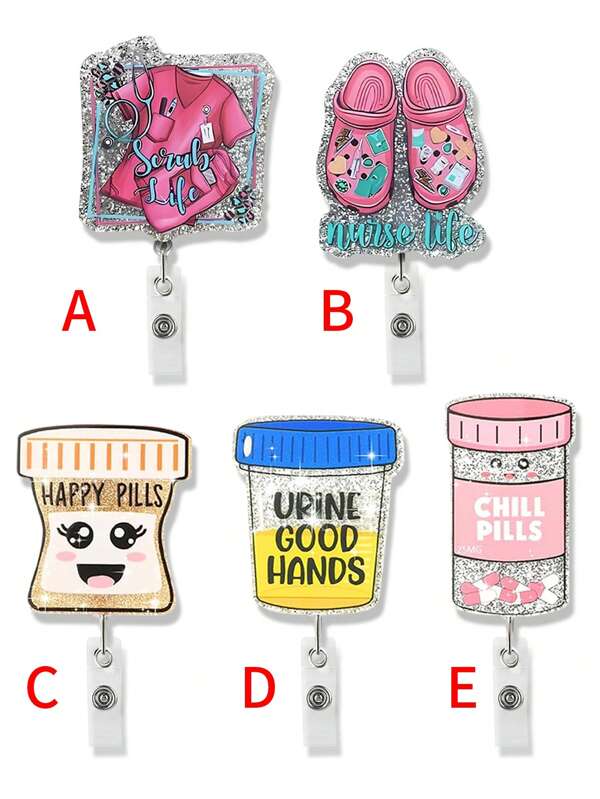 1 pieza Clip para credencial de acrílico extensible, broche retráctil con brillo, soporte para tarjeta de identificación, gancho portátil colgante para borde de escritorio, accesorio de oficina creativo