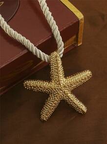 1pc Estilo Praia Exagerado Estrela Do Mar Pingente Chunky Corda Colar, Para Férias