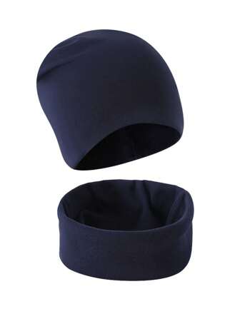 2 件套儿童纯色无檐小便帽和围巾套装，针织保暖帽和围巾，适合幼儿/儿童男孩和女孩，秋冬