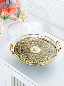 قاعدة كيك متعددة الوظائف من الأكريليك مع غطاء وأعلى - رف عرض كيك دائري كبير مع غطاء، صينية ثقيلة الوزن، مناسبة لأعياد الميلاد والزفاف والحفلات - سهلة التنظيف لديكور المطبخ والمائدة، قاعدة عرض الكيك - متعدد الألوان - مشاهدة 7