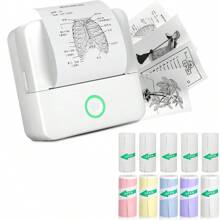 Thermal Mini Printer, With 10Rolls Self-Adheisve Sticker Paper,Portable Inkless Sticker Maker, Printer For Phone, Wireless Label Printer With Tape, Free Cut Small Pocket Printer For Notes&HalLoween Christmas DIY, Compatible With IOS&Android (1Roll Extra Paper Inside The Printer) Back To School