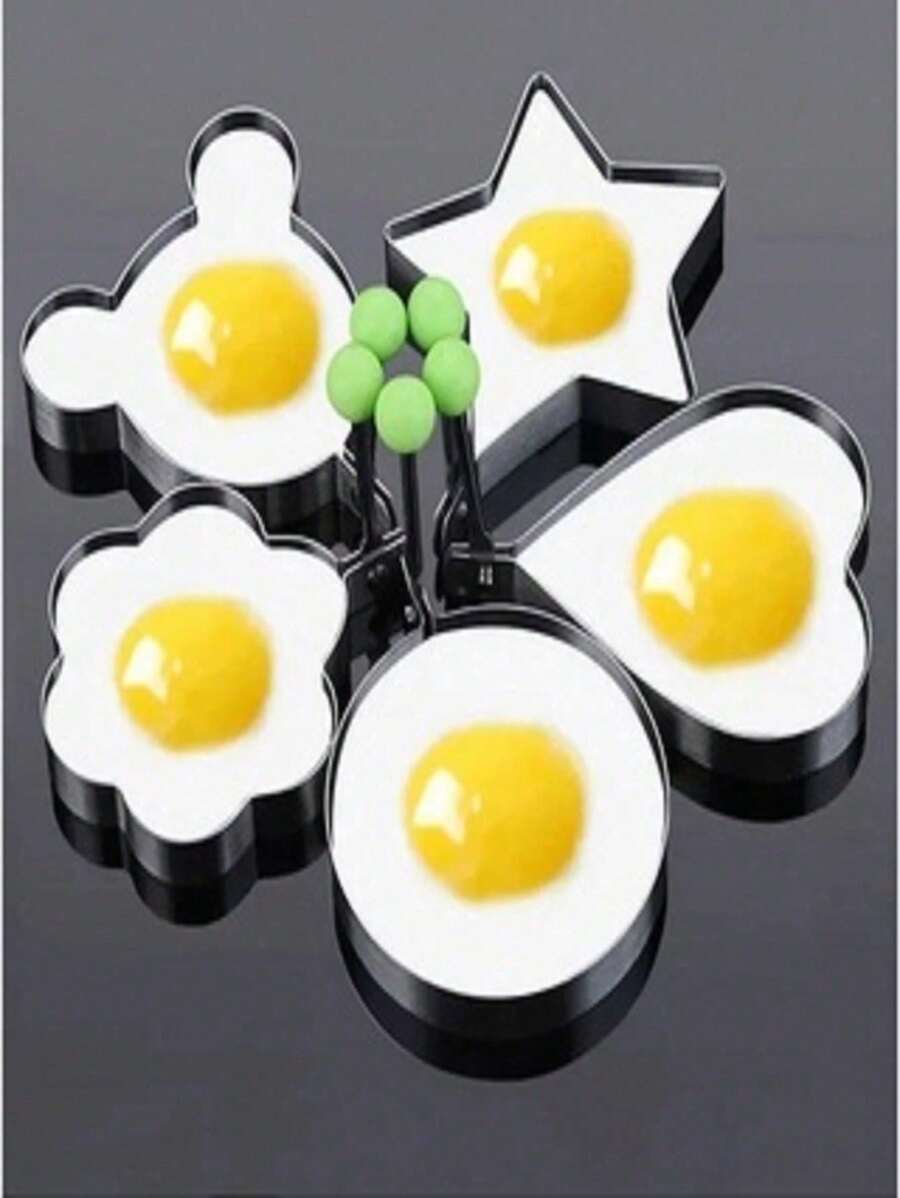 Star And Heart Shaped Egg Ring Set, Stainless Steel Omelette, Omelette Mold - Bạc - Xem 1