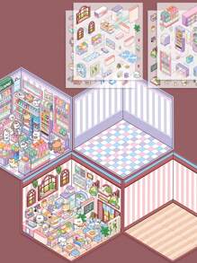 适用于微型房屋场景、DIY 工艺和日记的 3D 装饰贴纸，无需裁剪，学校用品，返校 - 彩色 - 查看 1