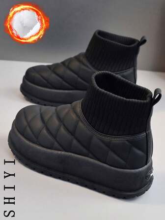 Damsnökängor, Vita vardagsskor, Sportskor, Vinternyheter, Utomhusskor med plysch, Tjock isolering, Tjock sula, Höjdökning, Modern och mångsidig semesterstil, Utomhusskor för student, Platta bomullsskor för dam