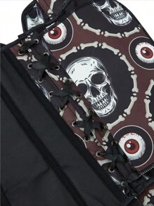 1 buc. Camolă strânsă cu imprimeu schelet, îmbrăcăminte modelată în stil Halloween