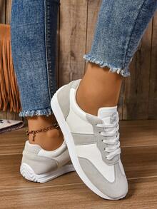 Zapatillas de moda, Nuevos calzado deportivo informal con cordones para mujeres/estudiantes 2024, Estilo de pareja de moda, Versátil para todas las estaciones - Gris Claro - Ver 5