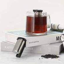 2 piezas Infusor de té montado en taza, colador de té, sumergidor de té - Negro - Ver 6