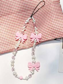 1pc Pearl Pink Butterfly Cute Phone Lanyard Gifts For Mother, Family, Friends, Birthday, Holiday Phone Charm, Phone Chain - Multicolor - View 1