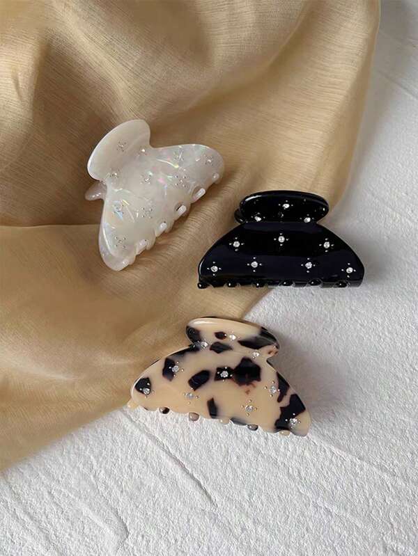 1pc Elegant Vintage Leopard Print Rhinestone Embellished Hair Claw Clip, Stylish & High-Quality Design For Thin Hair, Suitable For Daily And Casual Occasions Hair Clips Hair Jaw Clip Hair Clamps Hair Clutch Hair Catcher Clip Fall Winter Hair Accessories For Women For Vacation Outfits Woman