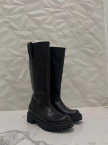 bota larga abajo de la rodilla en comoda - Negro - Ver 2