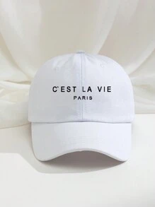 1 pièce Casquette de baseball imprimée "C'EST LA VIE PARIS", chapeau de soleil respirant et ajustable pour golf pour femmes/hommes, chapeau de soleil à bord incurvé de mode d'été, style unisexe Y2K