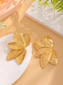 1 对 18K 镀金钛钢几何形状耳环，女士珠宝，情侣礼物 - 金色 - 查看 2