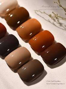 2024 秋冬指甲美白新款琥珀焦糖裸棕色凝胶指甲油凝胶套装适用于美甲沙龙美甲家居DIY指甲设计女士和女孩美甲用品 - 彩色 - 查看 6