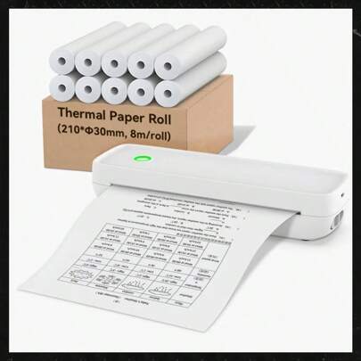 A4 Thermal Paper 210mm Width Diameter 30mm Printer Paper Rolls Fit For A40 M08F S8 MT810 Thermal Printer For Business Use/ Office/ Construction/ Blueprint/ Home
