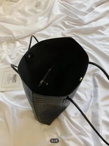 Bolso de tote de hombro con grabado de cocodrilo, casual para negocios, con monedero, para adolescentes, mujeres, estudiantes universitarias, principiantes y trabajadores de cuello blanco. Perfecto para la oficina, la universidad, el trabajo, los negocios, el transporte, actividades al aire libre, viajes y salidas. Bolso de mujer con bolsa para monedas, mochila escolar, gran capacidad, portátil, casual para negocios, para adolescentes, mujeres y estudiantes universitarias. Perfecto para la oficina, la universidad, la escuela secundaria, el trabajo, los negocios, el transporte. Bolsos de tote de moda para señoras.